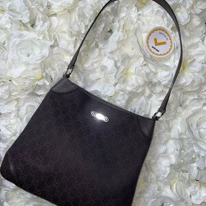 Gucci GG Denim Brown Shoulder Bag